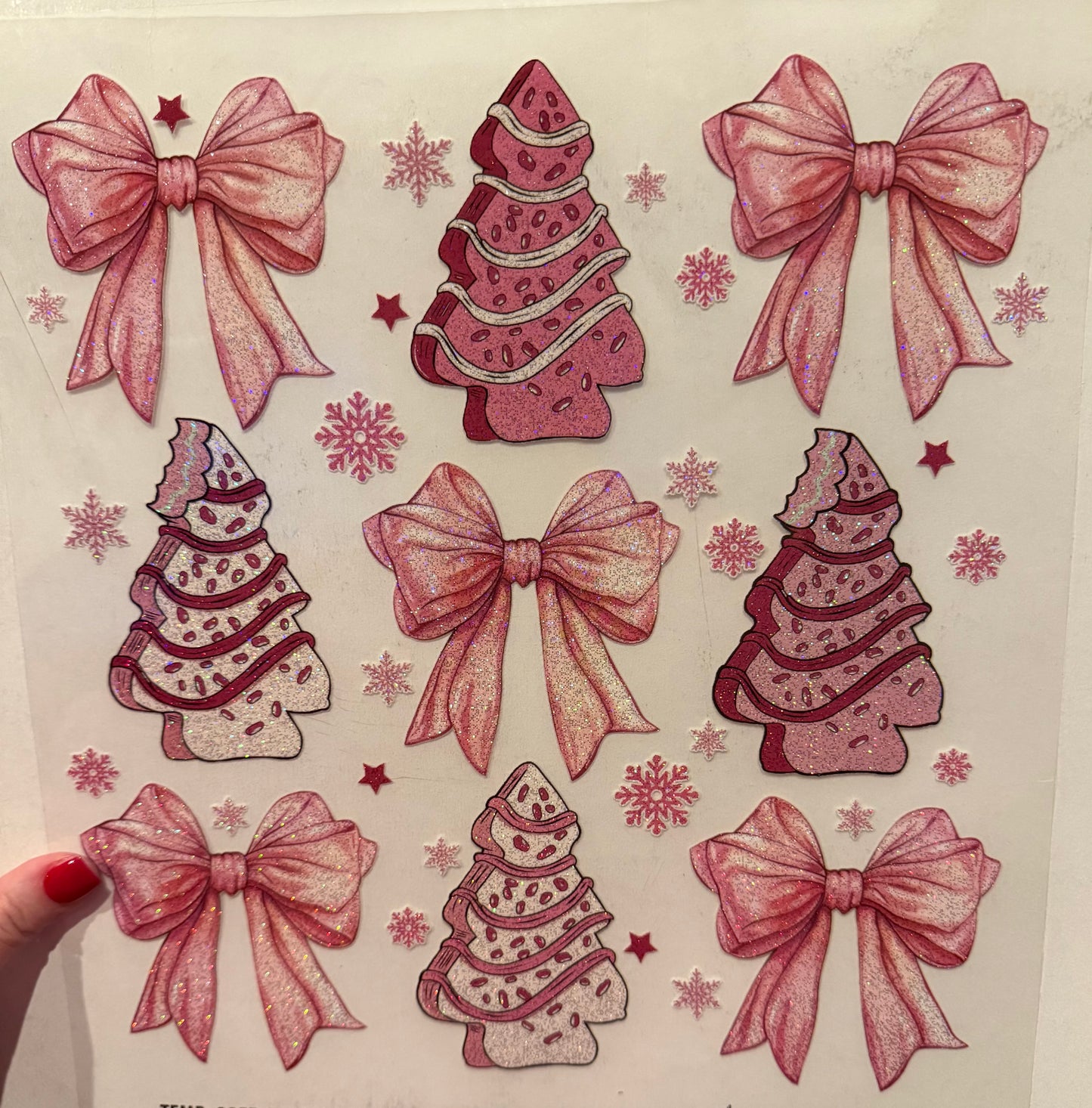A002 Glitter pink Xmas- Heat Transfer