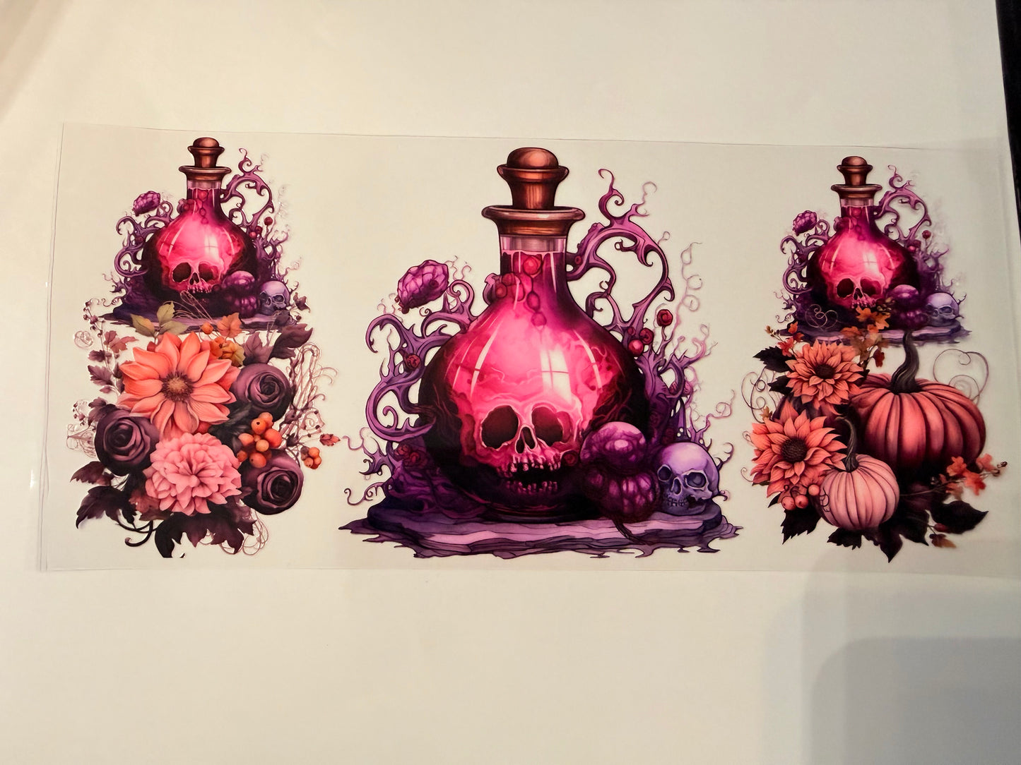 46- SKULLS AND FLOWER BOTTLES