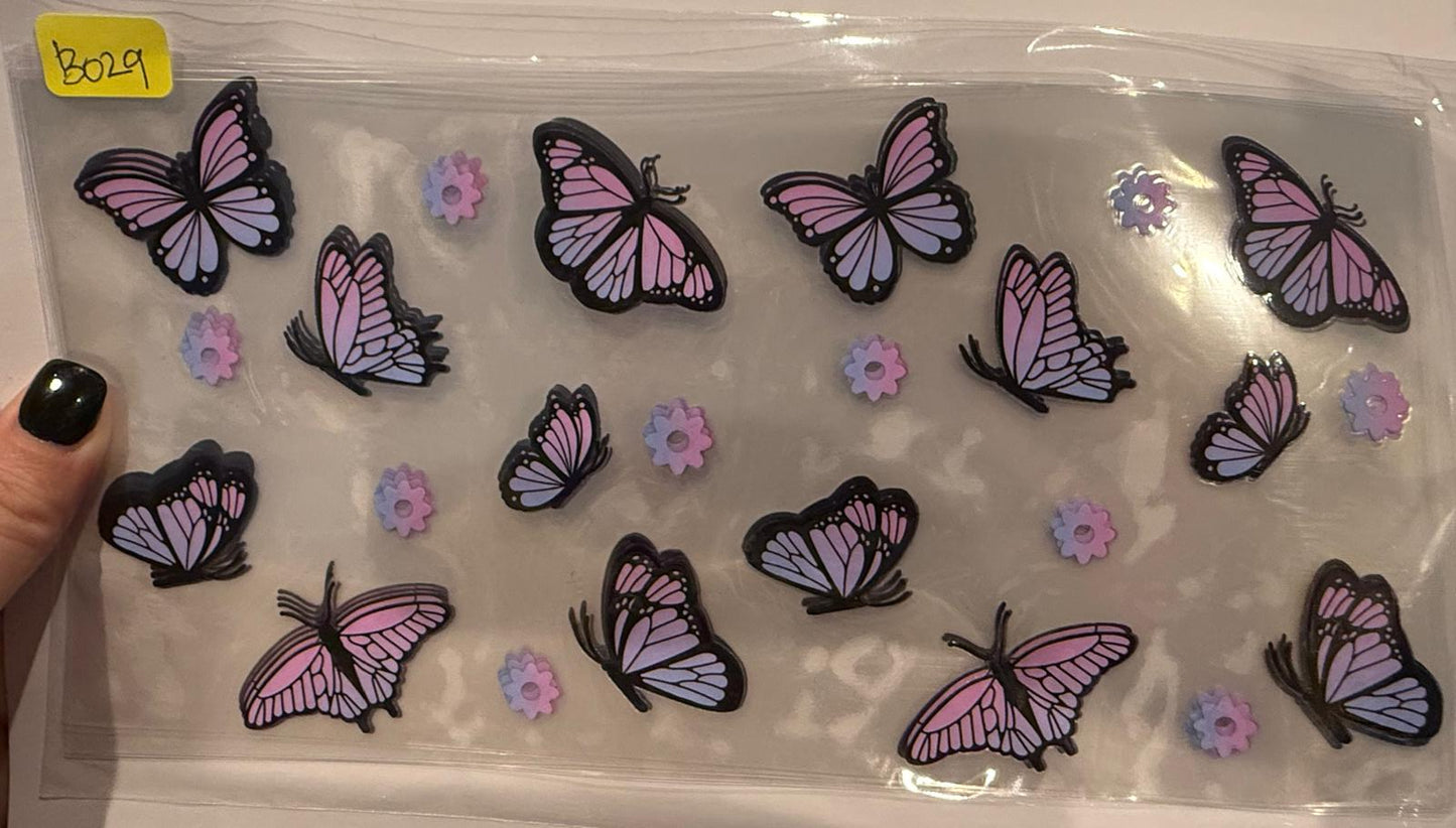 Purple/Blue Ombre Black Butterflies Wrap