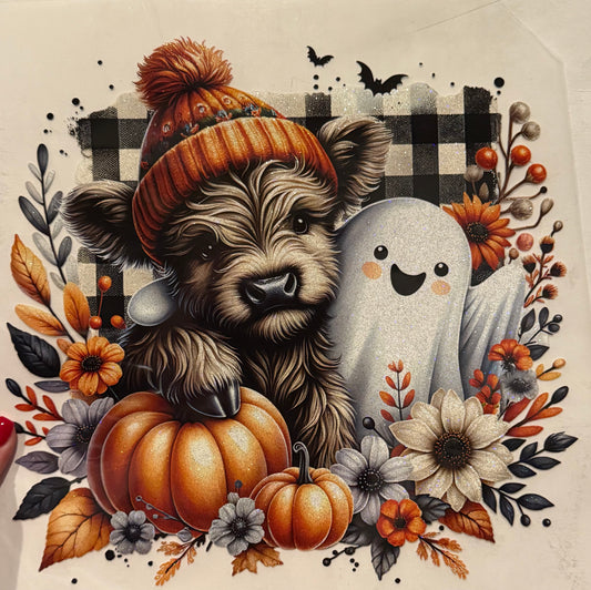 A015 Glitter Spooky Cow- Heat Transfer