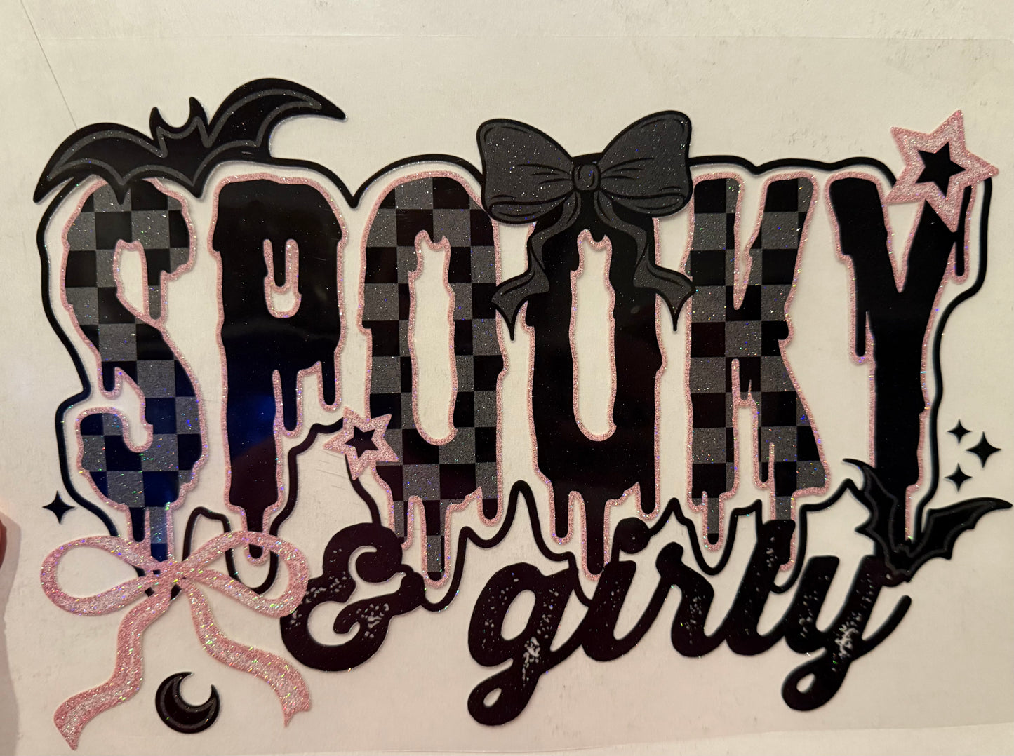 A006 Glitter Spooky with sleeves- Heat Transfer