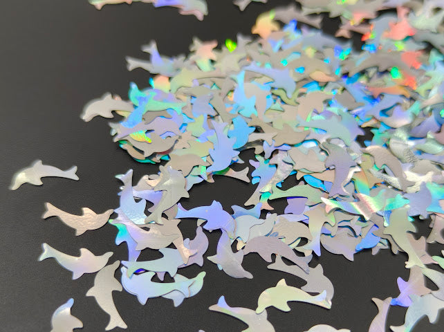 SILVER HOLOGRAPHIC DOLPHINS