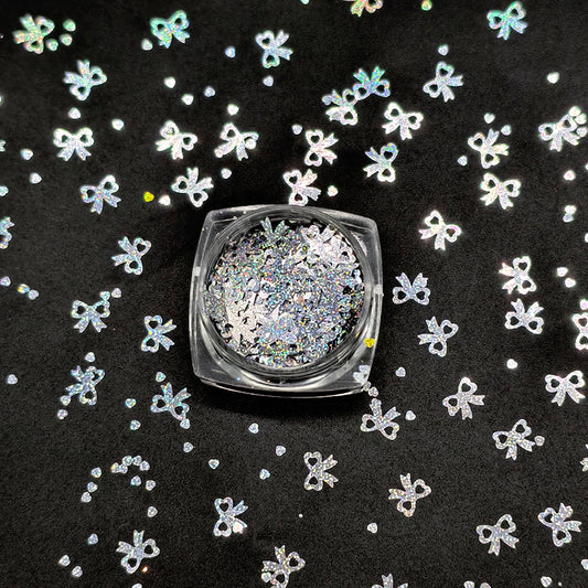 Silver bows and mini hearts