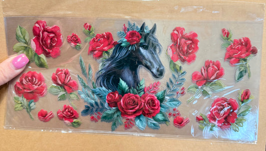AA30- BLACK HORSE RED ROSES