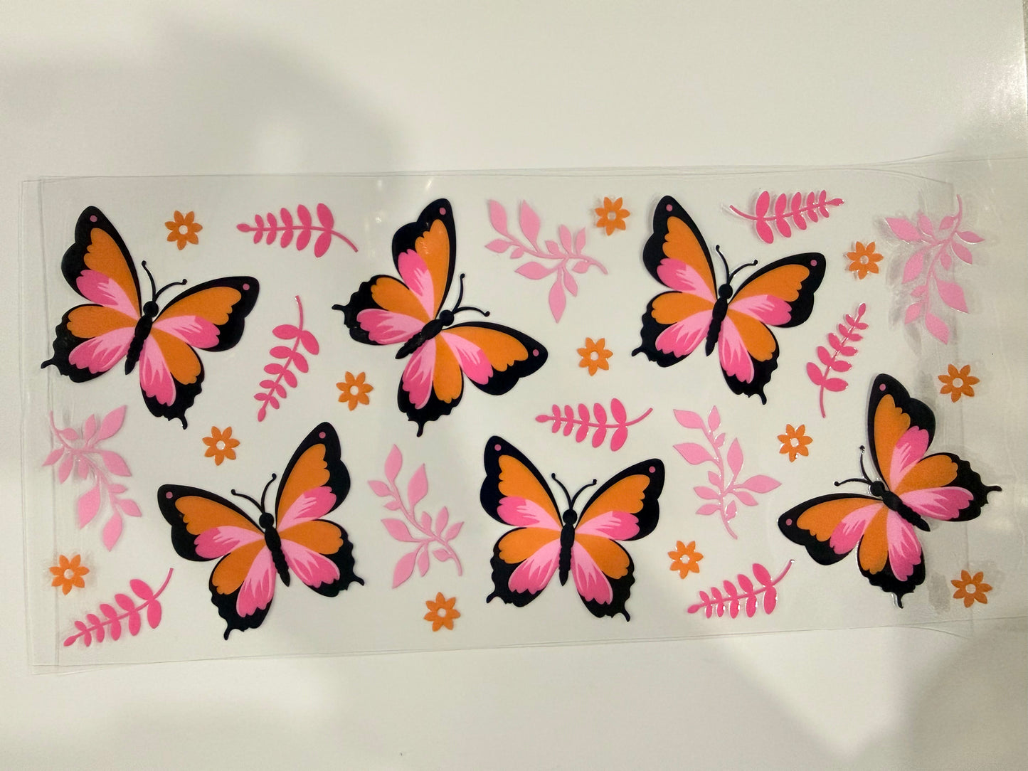 12- pink and orange butterflies