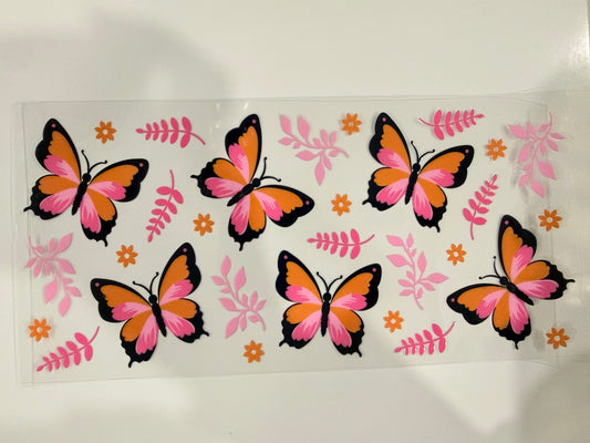 12- pink and orange butterflies