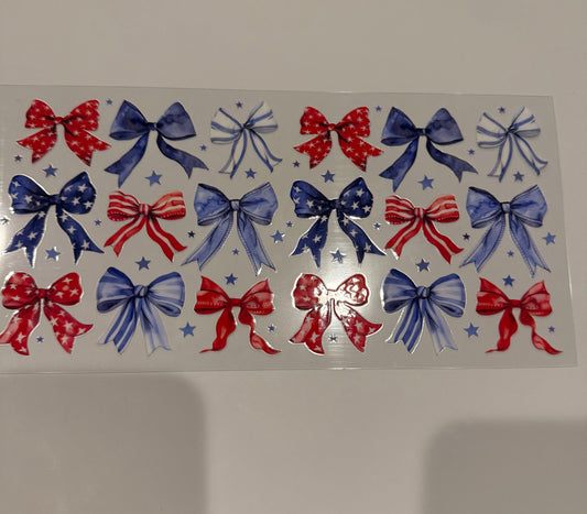 E009 RED WHITE AND BLUE BOWS