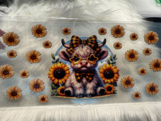 Sunflower Highland Cow Wrap