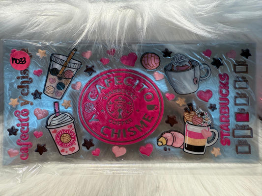 A033 Cafecito y Chisme Starbucks (Pink) Wrap
